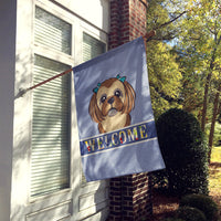 Chocolate Brown Shih Tzu Welcome Flag Canvas House Size BB1435CHF