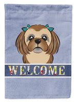 Chocolate Brown Shih Tzu Welcome Flag Garden Size BB1435GF