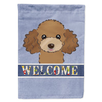 Chocolate Brown Poodle Welcome Flag Canvas House Size BB1442CHF