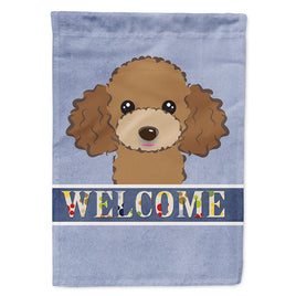 Chocolate Brown Poodle Welcome Flag Canvas House Size BB1442CHF