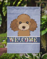 Chocolate Brown Poodle Welcome Flag Garden Size BB1442GF