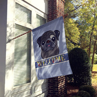 Black Pug Welcome Flag Canvas House Size BB1449CHF