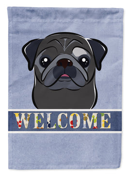 Black Pug Welcome Flag Canvas House Size BB1449CHF