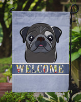 Black Pug Welcome Flag Garden Size BB1449GF