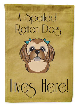 Chocolate Brown Shih Tzu Spoiled Dog Lives Here Flag Garden Size BB1497GF