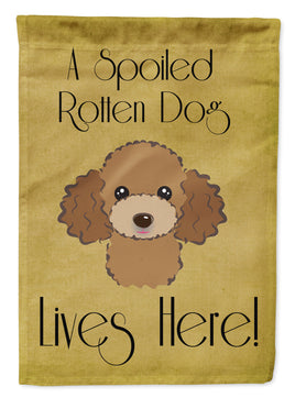 Chocolate Brown Poodle Spoiled Dog Lives Here Flag Garden Size BB1504GF