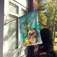 Christmas Tree and Chocolate Brown Shih Tzu Flag Canvas House Size BB1621CHF