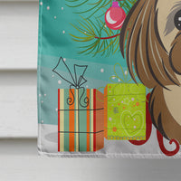 Christmas Tree and Chocolate Brown Shih Tzu Flag Canvas House Size BB1621CHF