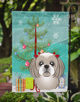 Christmas Tree and Gray Silver Shih Tzu Flag Garden Size BB1622GF