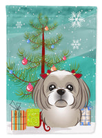 Christmas Tree and Gray Silver Shih Tzu Flag Garden Size BB1622GF