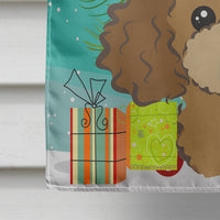 Christmas Tree and Chocolate Brown Poodle Flag Canvas House Size BB1628CHF