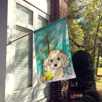 Christmas Tree and Buff Poodle Flag Canvas House Size BB1630CHF