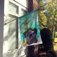 Christmas Tree and Black Pug Flag Canvas House Size BB1635CHF