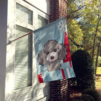 Winter Holiday Silver Gray Poodle Flag Canvas House Size BB1755CHF