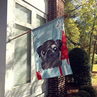 Winter Holiday Black Pug Flag Canvas House Size BB1759CHF