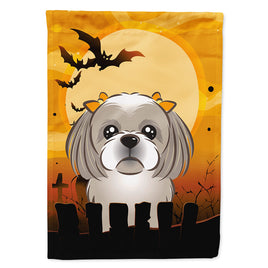 Halloween Gray Silver Shih Tzu Flag Canvas House Size BB1808CHF