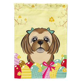 Chocolate Brown Shih Tzu Easter Egg Hunt Flag Canvas House Size BB1931CHF