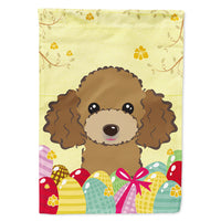 Chocolate Brown Poodle Easter Egg Hunt Flag Canvas House Size BB1938CHF