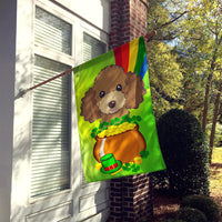 Chocolate Brown Poodle St. Patrick's Day Flag Canvas House Size BB2000CHF