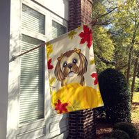 Chocolate Brown Shih Tzu Thanksgiving Flag Canvas House Size BB2055CHF