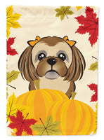 Chocolate Brown Shih Tzu Thanksgiving Flag Garden Size BB2055GF