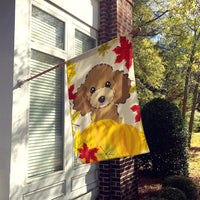 Chocolate Brown Poodle Thanksgiving Flag Canvas House Size BB2062CHF