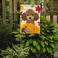 Chocolate Brown Poodle Thanksgiving Flag Garden Size BB2062GF