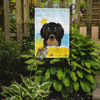 Longhair Black and Tan Dachshund Summer Beach Flag Garden Size BB2081GF