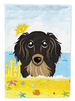 Longhair Black and Tan Dachshund Summer Beach Flag Garden Size BB2081GF