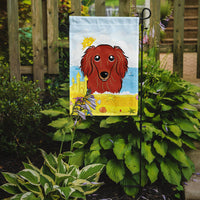 Longhair Red Dachshund Summer Beach Flag Garden Size BB2082GF