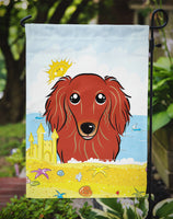 Longhair Red Dachshund Summer Beach Flag Garden Size BB2082GF