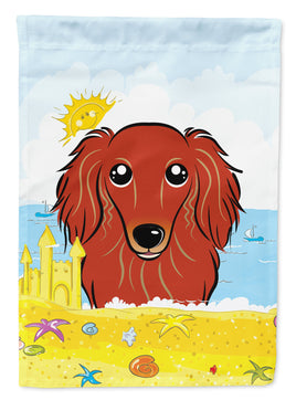 Longhair Red Dachshund Summer Beach Flag Garden Size BB2082GF