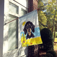 Smooth Black and Tan Dachshund Summer Beach Flag Canvas House Size BB2083CHF