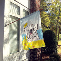 White English Bulldog  Summer Beach Flag Canvas House Size BB2088CHF