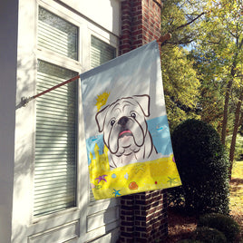 White English Bulldog  Summer Beach Flag Canvas House Size BB2088CHF