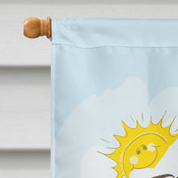 White English Bulldog  Summer Beach Flag Canvas House Size BB2088CHF