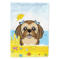 Chocolate Brown Shih Tzu Summer Beach Flag Canvas House Size BB2117CHF