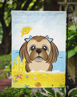 Chocolate Brown Shih Tzu Summer Beach Flag Garden Size BB2117GF