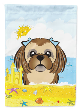 Chocolate Brown Shih Tzu Summer Beach Flag Garden Size BB2117GF