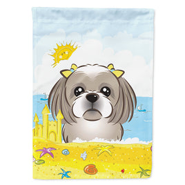 Gray Silver Shih Tzu Summer Beach Flag Canvas House Size BB2118CHF