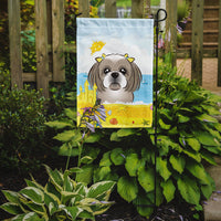 Gray Silver Shih Tzu Summer Beach Flag Garden Size BB2118GF