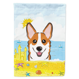 Red Corgi Summer Beach Flag Canvas House Size BB2122CHF