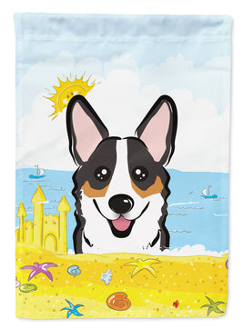 Tricolor Corgi Summer Beach Flag Canvas House Size BB2123CHF