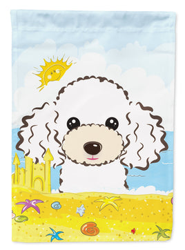 White Poodle Summer Beach Flag Garden Size BB2125GF