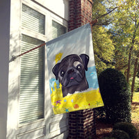 Black Pug Summer Beach Flag Canvas House Size BB2131CHF