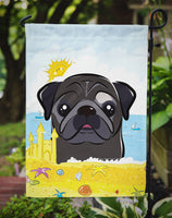 Black Pug Summer Beach Flag Garden Size BB2131GF