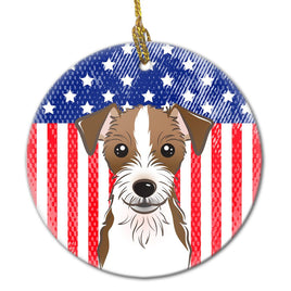 American Flag and Jack Russell Terrier Ceramic Ornament BB2132CO1