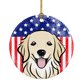 American Flag and Golden Retriever Ceramic Ornament BB2135CO1