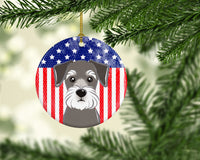 American Flag and Schnauzer Ceramic Ornament