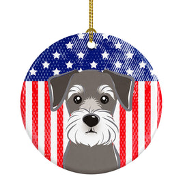 American Flag and Schnauzer Ceramic Ornament